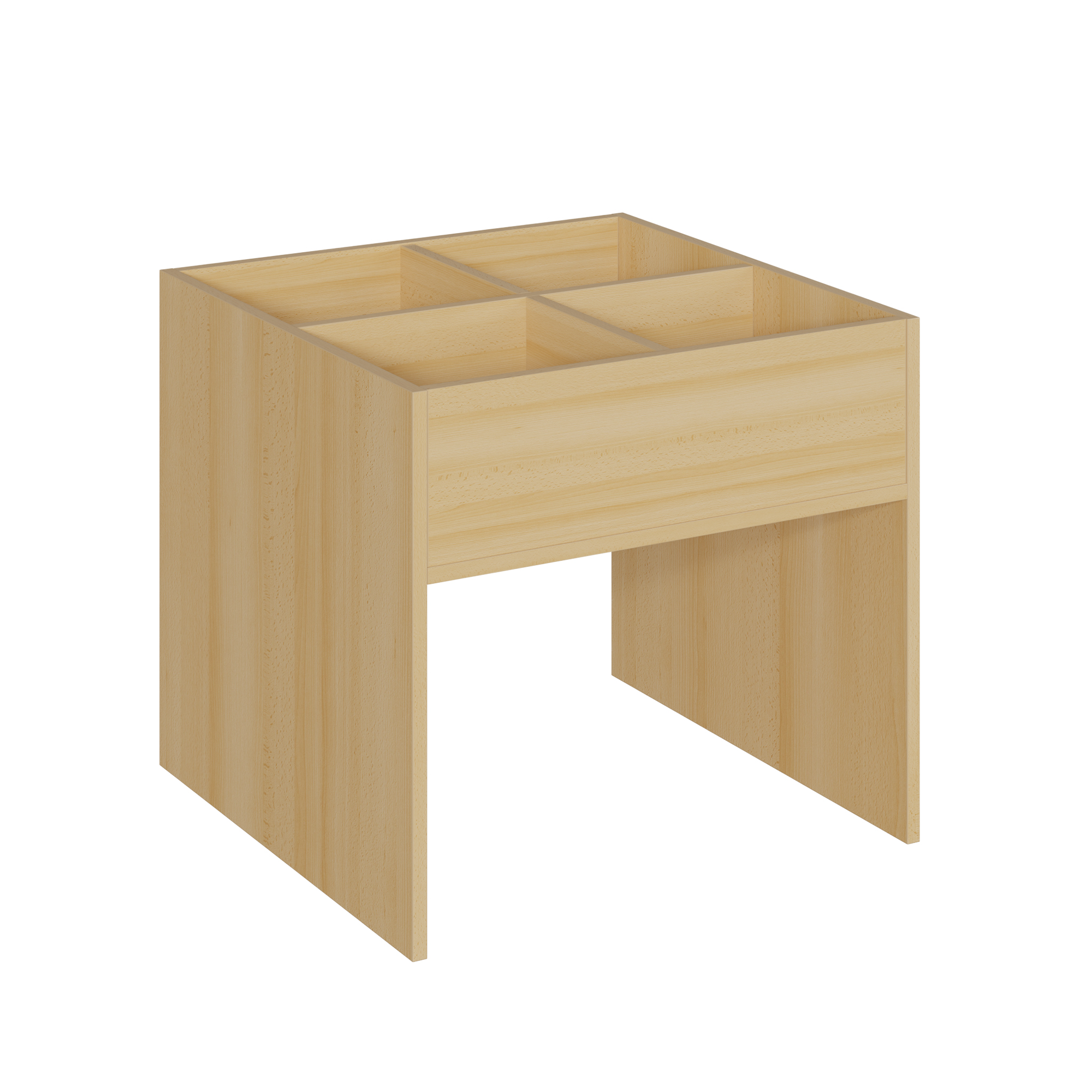 Boekenbak met zijpanelen - met 4 vakken, B/H/D: 70x64x70 cm