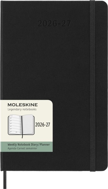 notebook, planningsagenda, elastische band, zwarte kaft, 2026-27