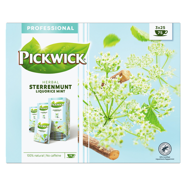 herbal, sterkenmint, liquorice mint, 3x25 sticks, Pickwick