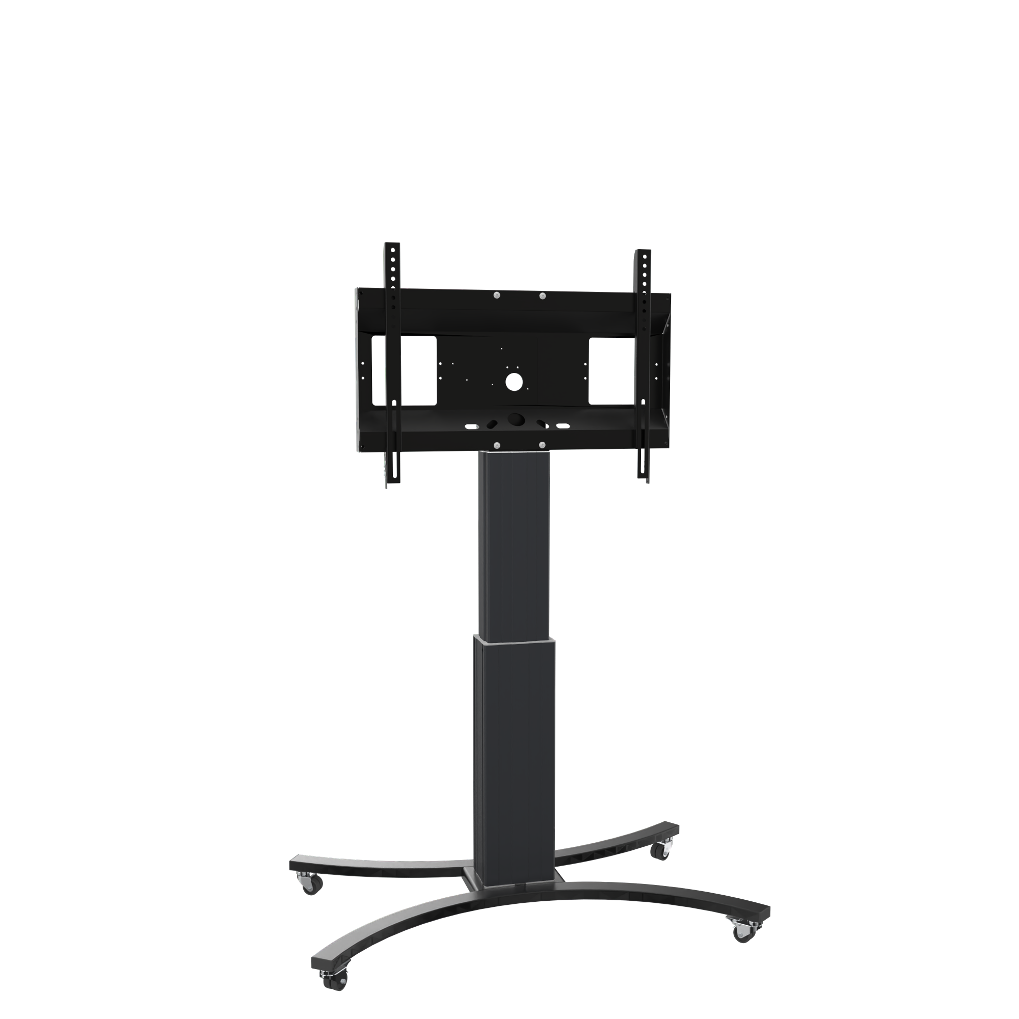 Elektrisch in hoogte verstelbare tv-trolley, verrijdbaar monitorstatief, 50 cm slag