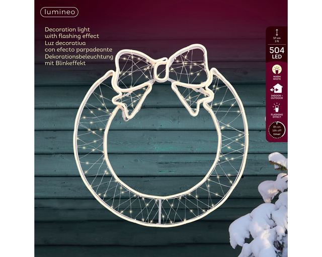 kerstkrans, ledverlichting, strikvorm, warm wit, knipperfunctie