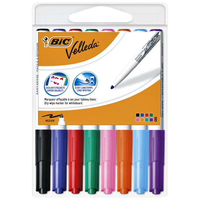 Whiteboardmarker Bic Velleda 1748 rond medium assorti blister à 8st