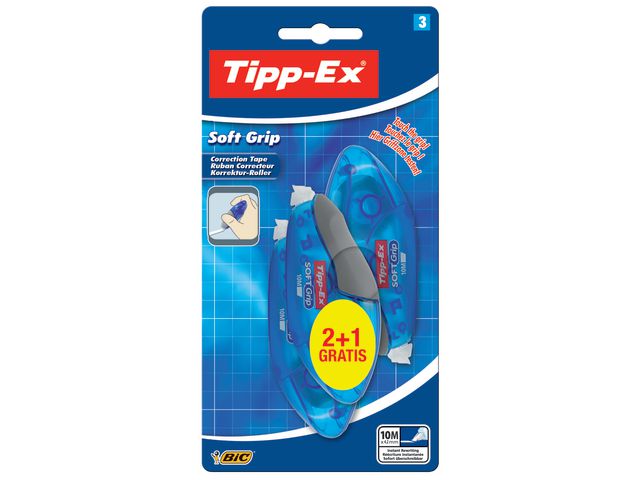 Tipp-Ex Soft Grip Correctieroller 4,2 mm x 10 m (blister 2 stuks)