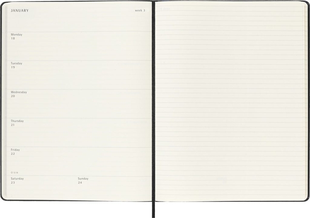 notebook, planner, week 3, januari, lijnen papier