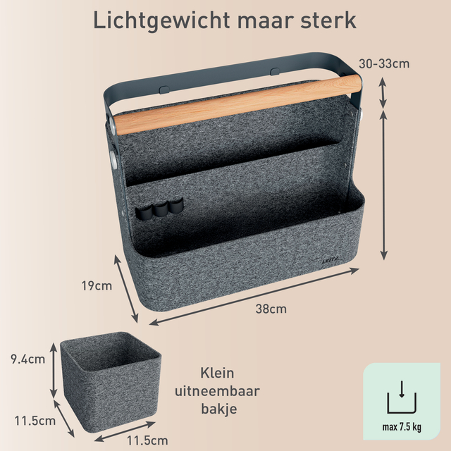 keukenopberging, opbergmand, grote tas, kleding- of keukentafelmand, grijs vilt