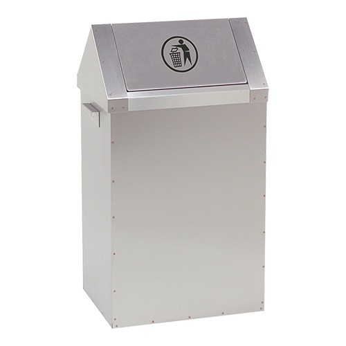 Afvalbak RVS Rechthoekig met tuimeldeksel 65ltr