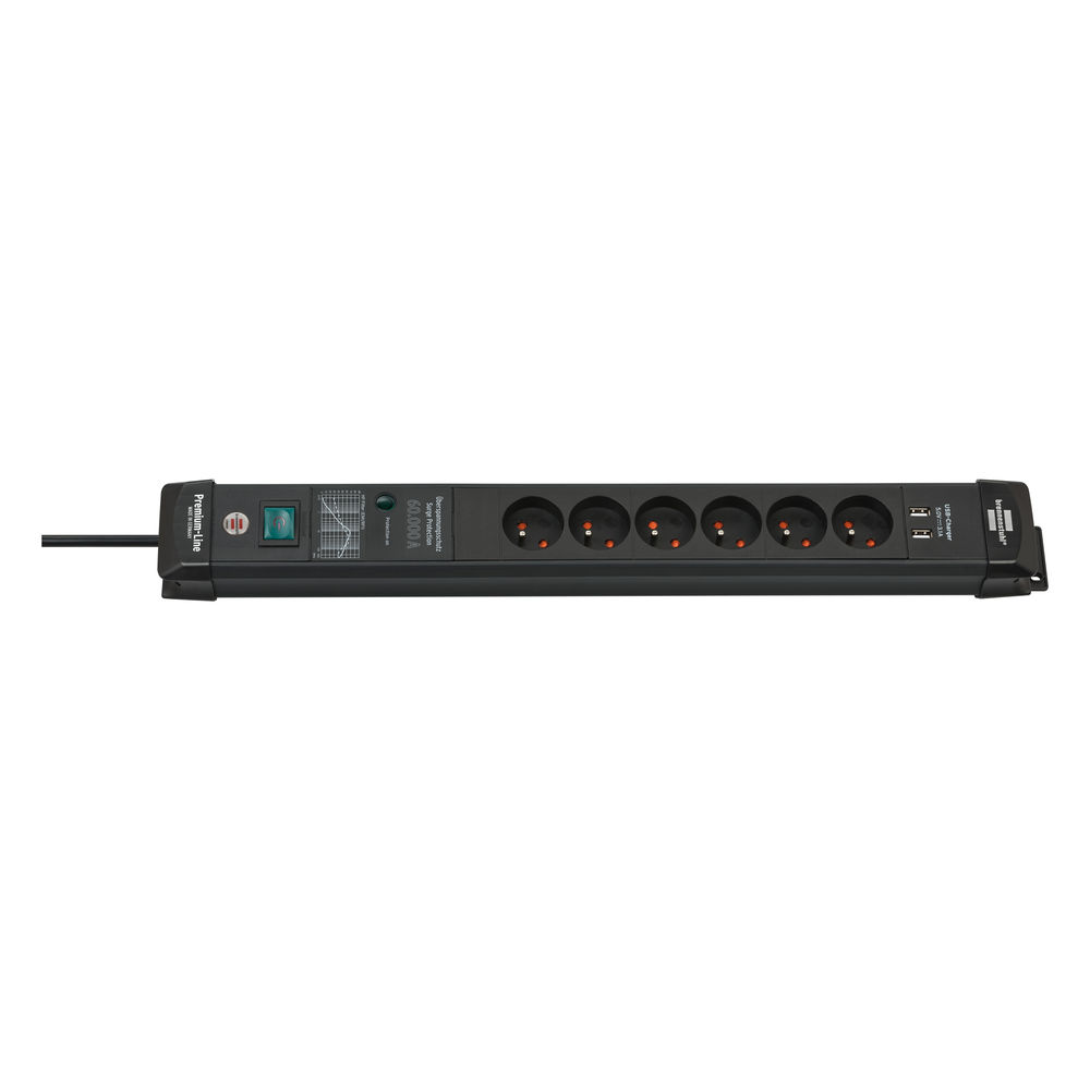 
Brennenstuhl Premium-Line, stekkerdoos, 6 sockets, 3.0m, zwart, 2x USB, met schakelaar en overspanningsbeveiliging
      