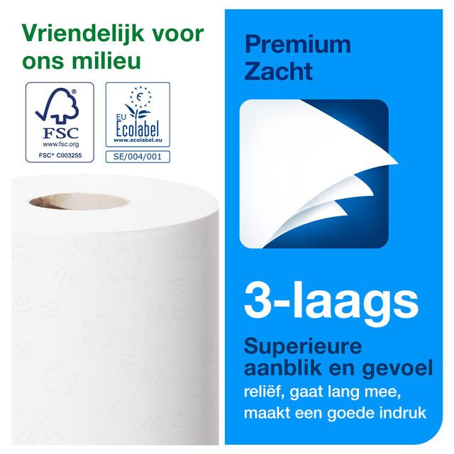 Toiletpapier Tork T4 traditioneel premium 3-laags 250 vel  wit 110316