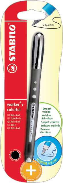 Rollerpen STABILO worker colorful 2019/46 M zwart blister à 1 stuk