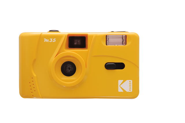 camera, instant camera, yellow, lens, viewfinder