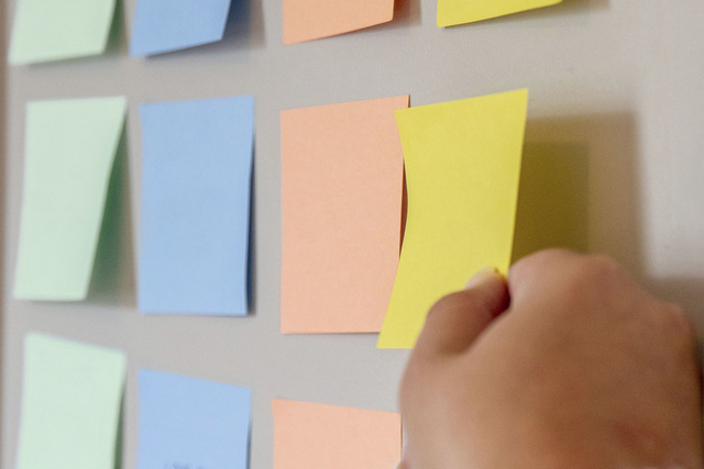 post-it, sticky note, notes, colorful, board