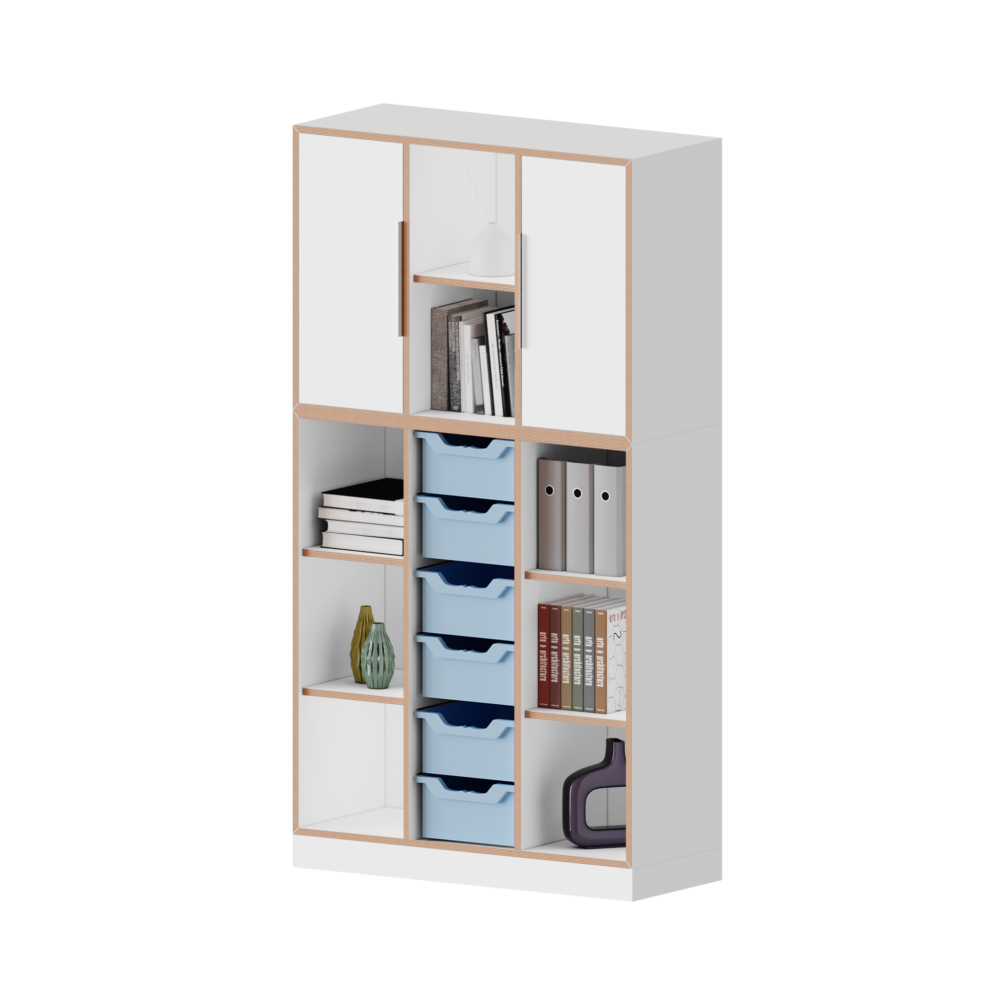 qickly® kast, 5 ordnerhoogtes, 2 deuren, 6 grote Ergo Tray bakken - B/H/D: 104,2x176x42,6 cm