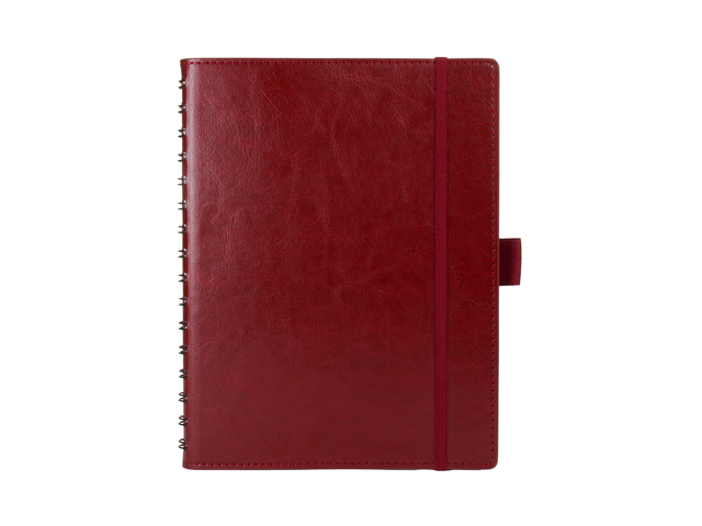 notitieboek, notitieblok, rood, lederen, spiralebinding