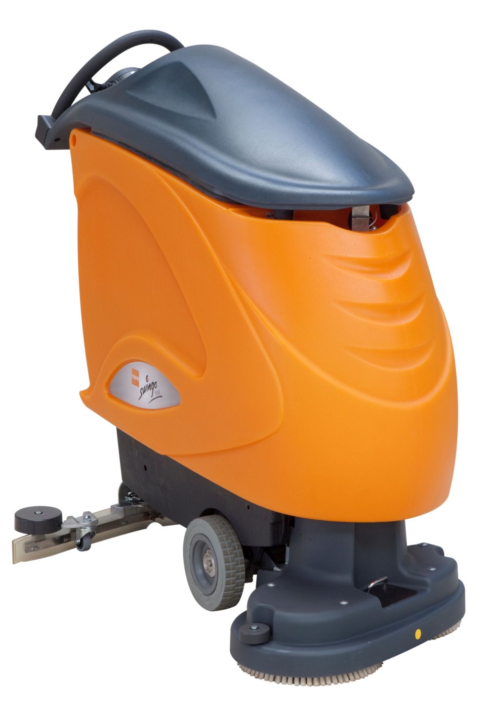 vloerreiniger, schrobmachine, oranje, roterende pads, draagbaar