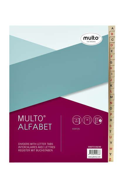 Tabbladen Multo A4 23-rings 24-delig A-Z karton chamois