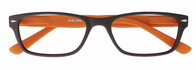 bril, kledingaccessoire, bril met lijst, oranje binnenkant, veelzijdig montuur