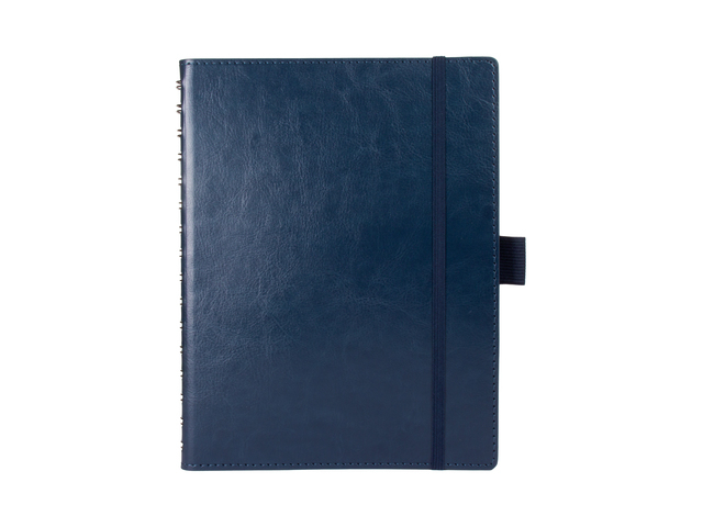 notebook, planner, blue, leather, elastic strap