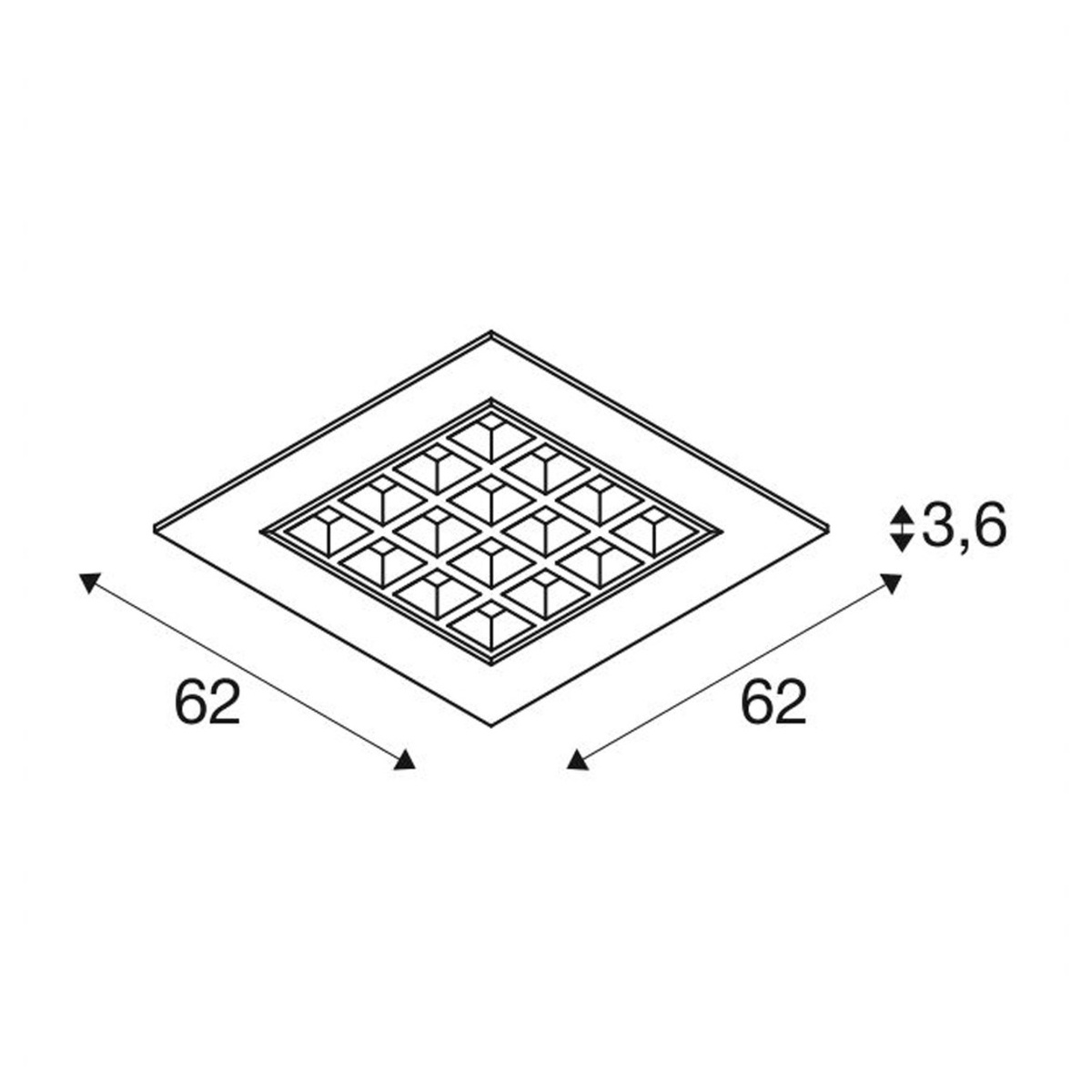 PAVANO 62x62 wit 1xLED 3000K
