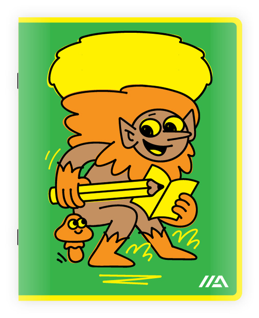 fabeldier, fantasiedier, gele totem, boek lezen, papieren instrument