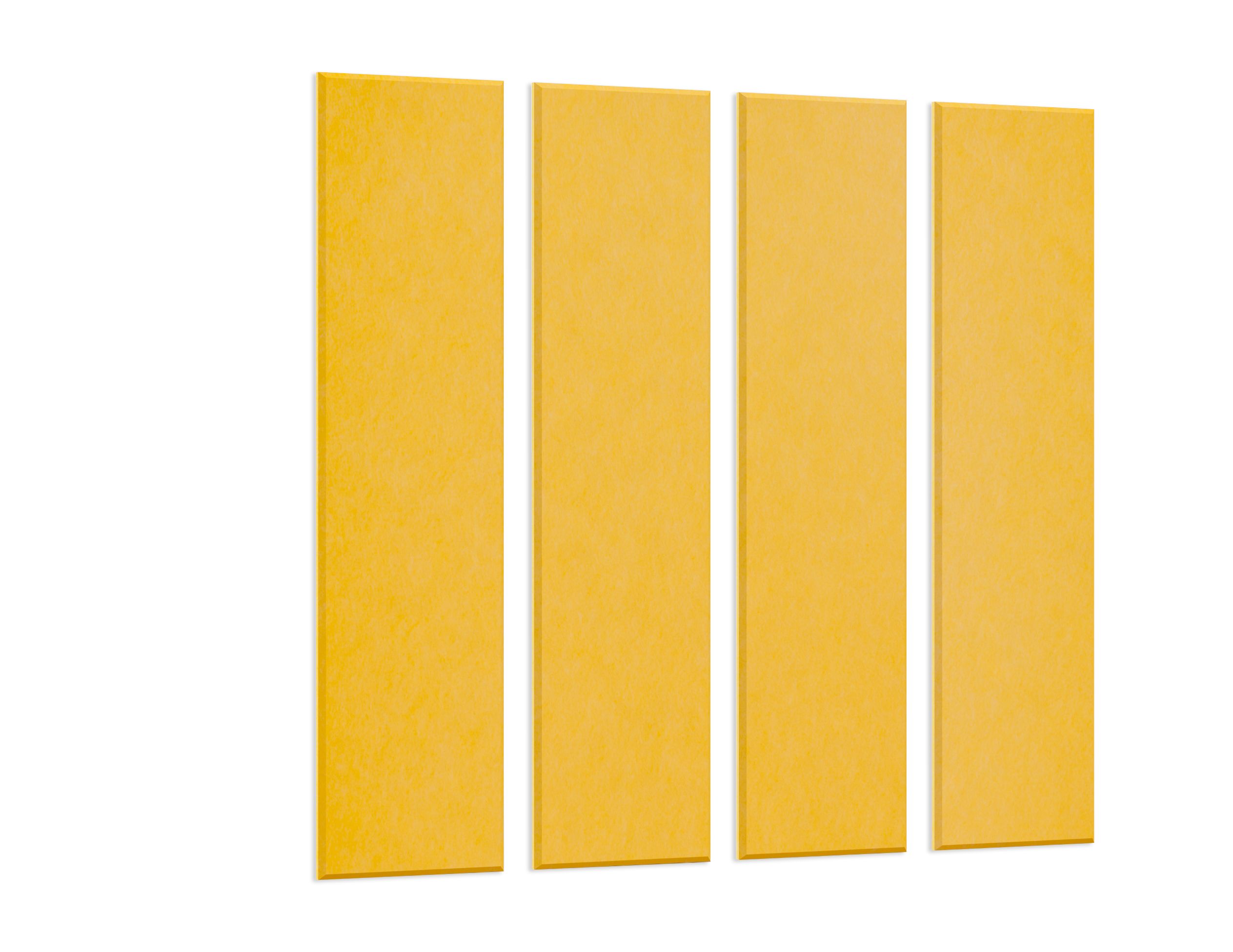 Akoestische PET-vilt wandpanelen, set van 4, geel - 30x120 cm