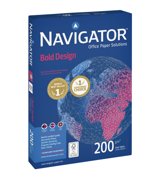 Kopieerpapier Navigator Bold Design A4 200gr wit 150vel