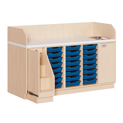 Commode, vier rijen plus wastafel