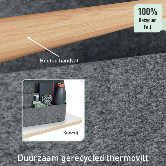 houten handvat, thermovliefde, recycled felt, kledingopberger, keukenopberger