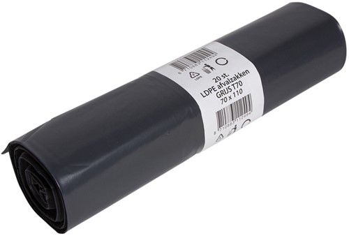 Afvalzak Powersterko Recy 70X110cm Grijs T70 doos 10x20st