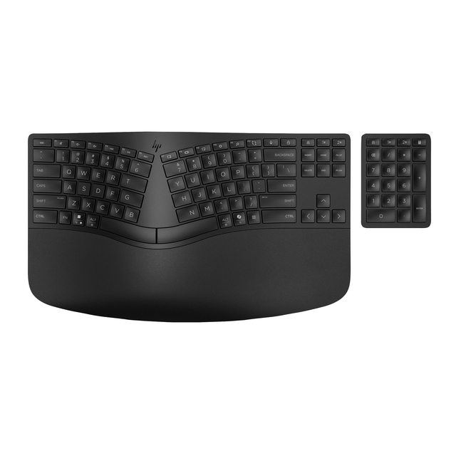 keyboard, wireless, ergonomic, numeric keypad, black