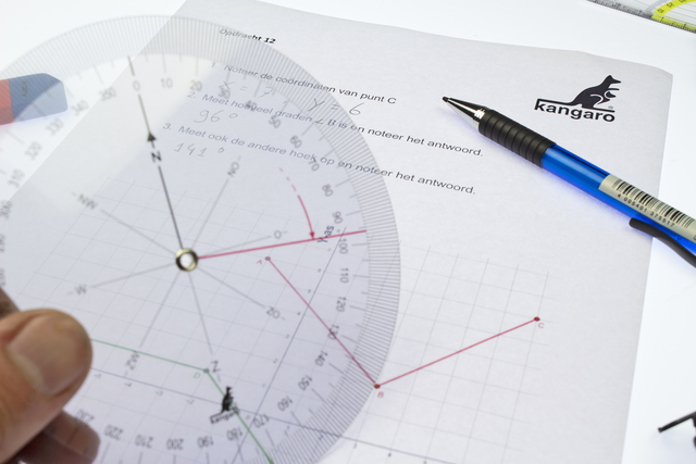 cirkelpasser, protractor, meetlat, pontentrace, labout
