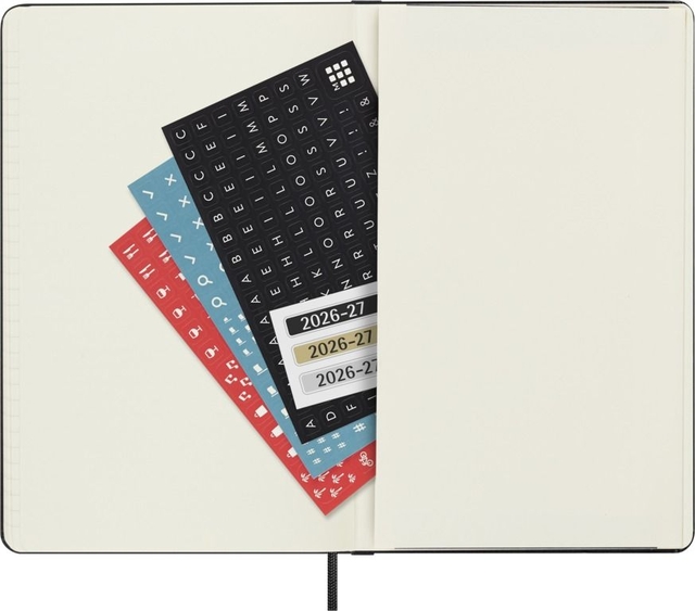 notebook, planner, stickers, date labels, calendar