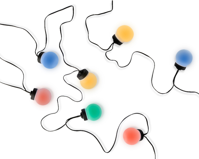 led-lichten, buitenverlichting, kussenbolletjes, kabels, multicolor