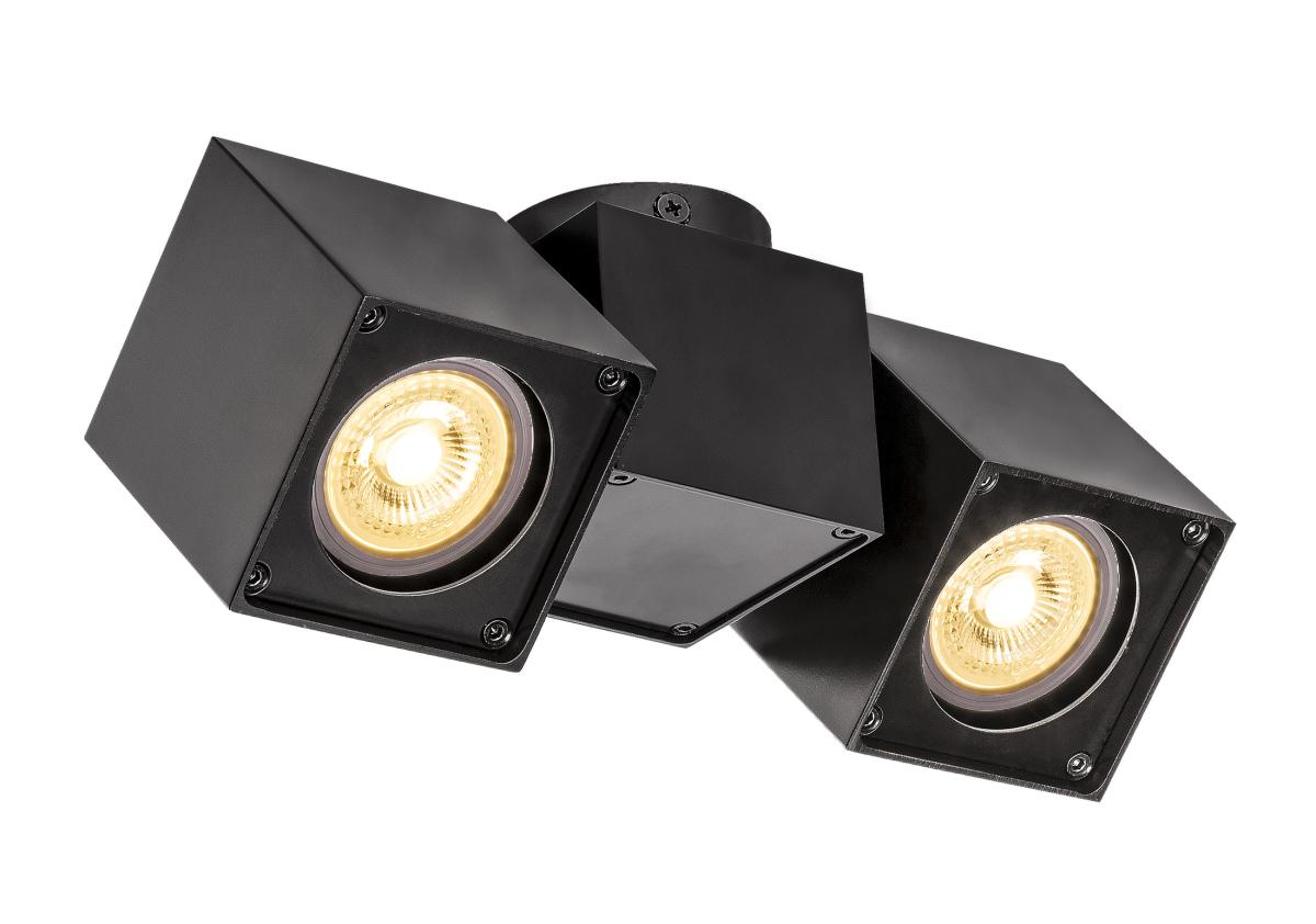 plafondlamp, spotlights, drieledig, matzwart, kubusvormig
