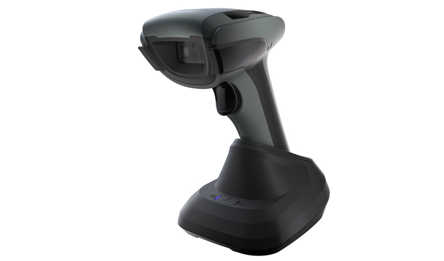 barcode scanner, handheld gun, oplaadstation, draadloos, ergonomisch