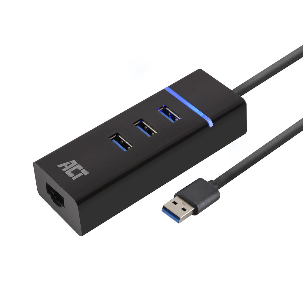 
ACT USB hub 3.0, 3 poorts USB-A, Gigabit ethernet
      