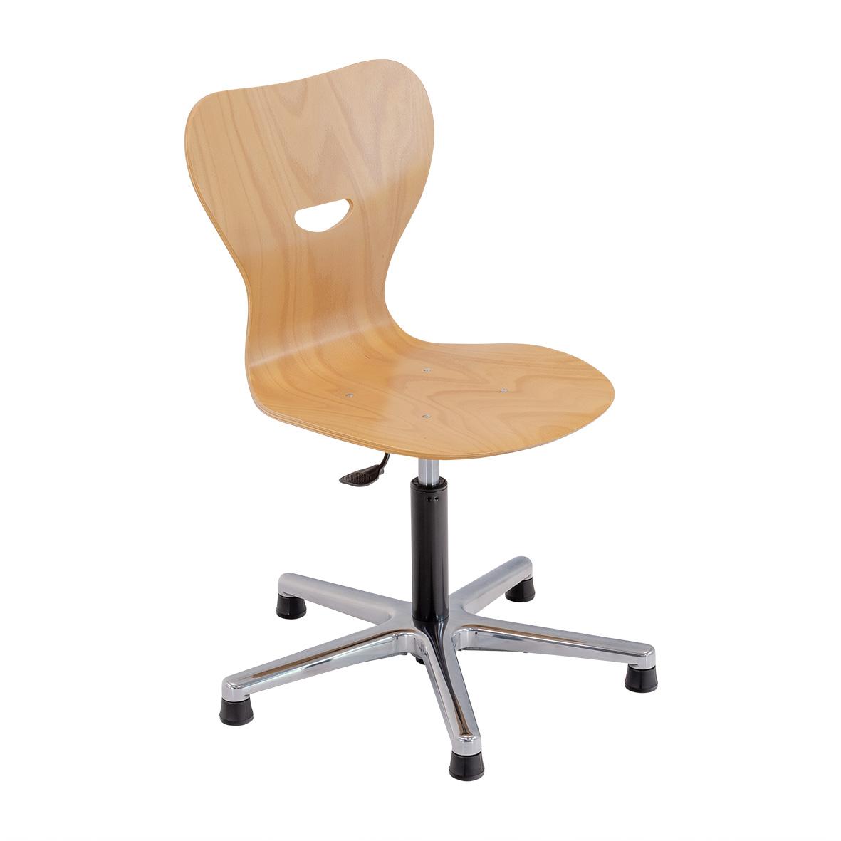 In hoogte verstelbare bureaustoel met zitschaal van multiplex