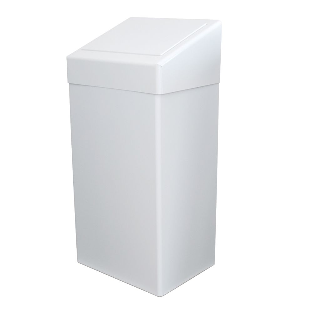 Afvalbak Metaal met klepdeksel Wit 50ltr