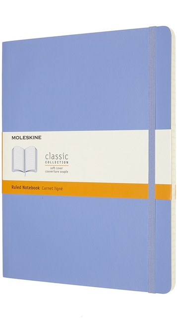Notitieboek Moleskine XL 190x250mm lijn soft cover hydrangea blue