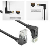 ACT Zwarte 1,5 meter U/UTP CAT6A LSZH Slimline patchkabel met RJ45 connectoren 90° haaks beneden naar 90° haaks boven