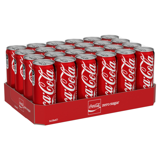 cola, soft drink, kanen, rood, verpakking van 24