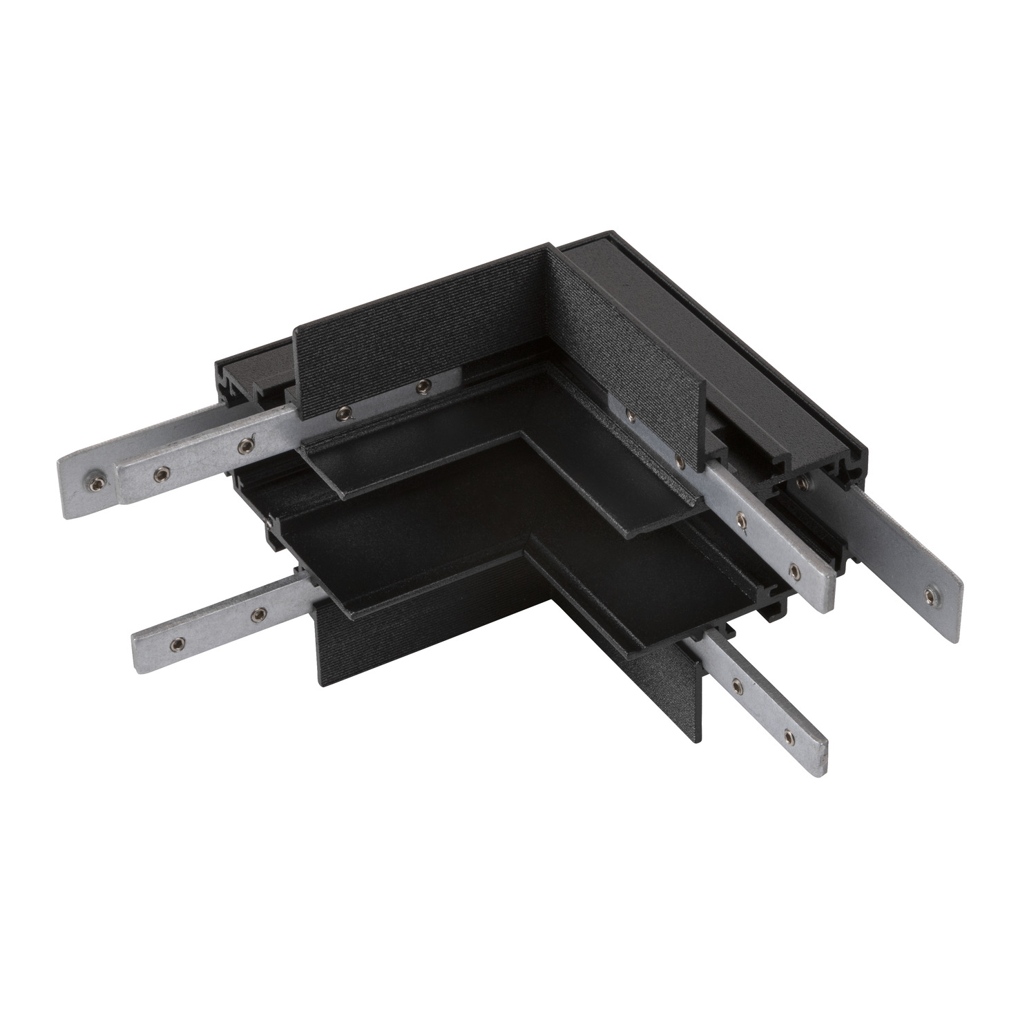 L-verbinder 48V TRACK inbouw diep stereo zwart