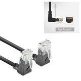 ACT Zwarte 3 meter U/UTP CAT6A LSZH Slimline patchkabel met RJ45 connectoren 90° haaks boven naar 90° haaks boven