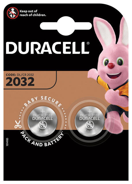 Batterij Duracell knoopcel 2xCR2032 lithium Ø20mm 3V-180mAh