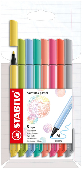 Viltstift STABILO pointMax 488/8 medium assorti pastel etui à 8 stuks