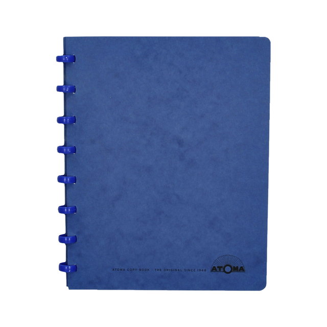 notebook, spiral-bound, blue cover, ATOMA, copy-book