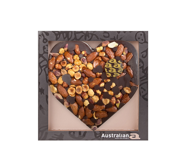 gemengde noten, amandelen, hazelnoten, pinda's, chocolade