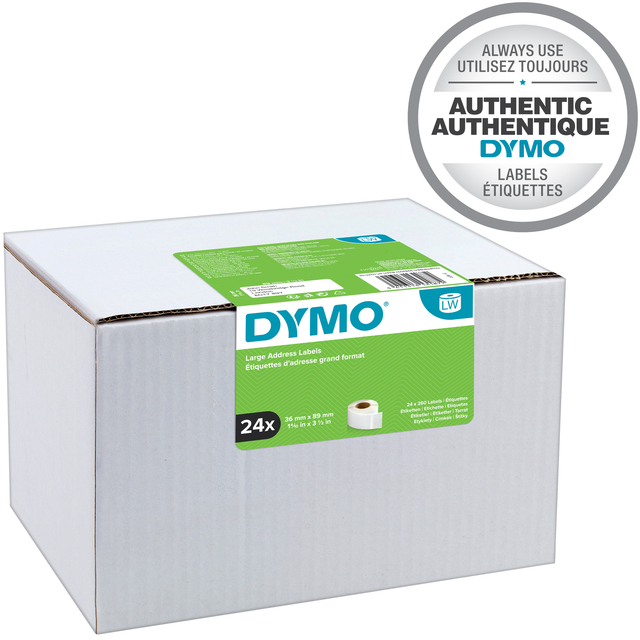 Etiket Dymo LabelWriter adressering 36x89mm 24 rollen á 260 stuks wit