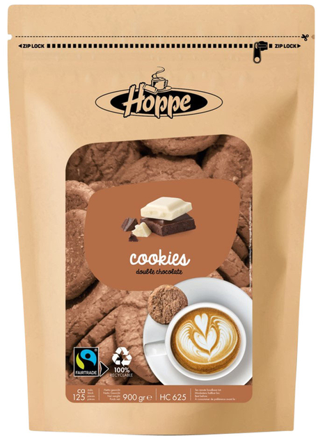Koekjes Hoppe Cookies fairtrade double chocolate circa 125stuks
