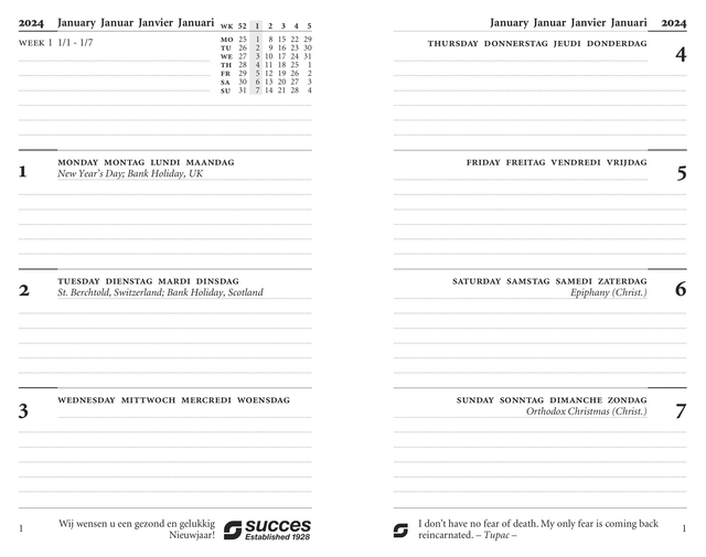 Calendarium 2027 Succes Senior 7 dagen/2pagina's