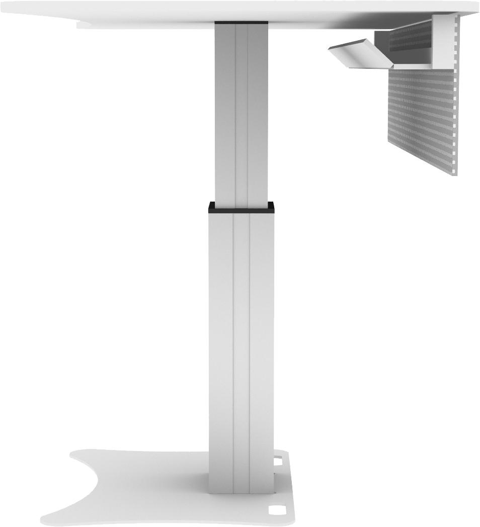 Elektrisch in hoogte verstelbaar bureau met plaatstalen kabelgoot en frontpaneel
